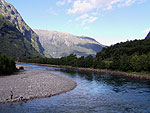 Řeka Driva kousek za Oppdalem
